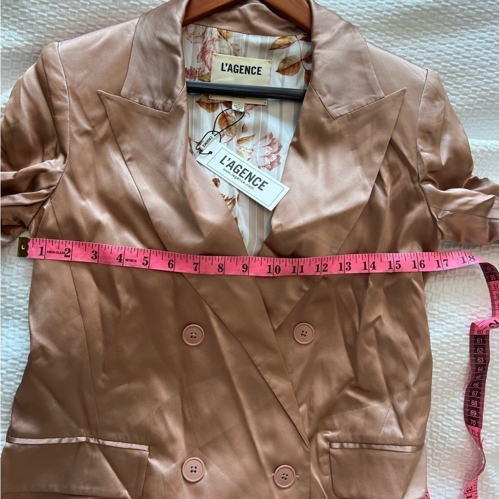 L'AGENCE 100% Silk Double-Breasted Blazer Jacket 2 - Picture 11 of 16